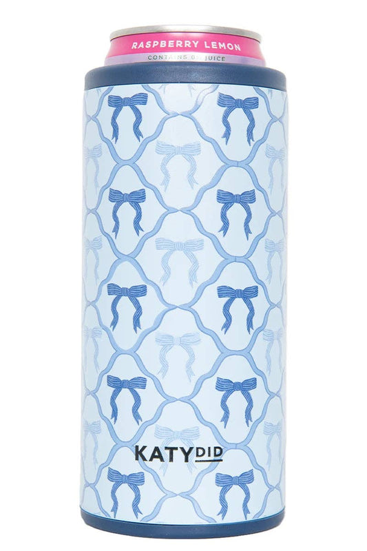 Blue Coquette Bows Slim Can Koozie