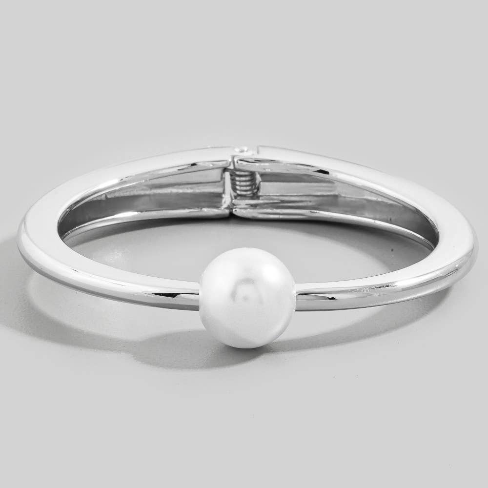 Hinged Pearl Bangle Bracelet
