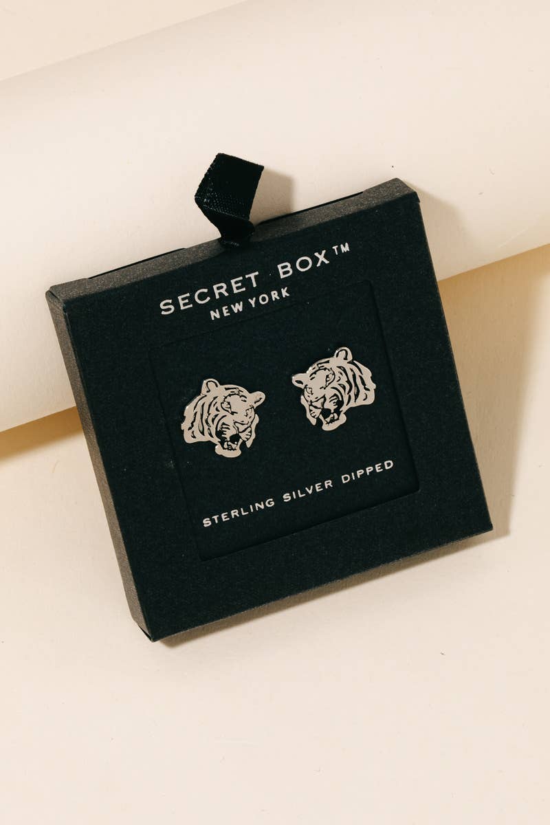 Tiger Head Stud Earrings