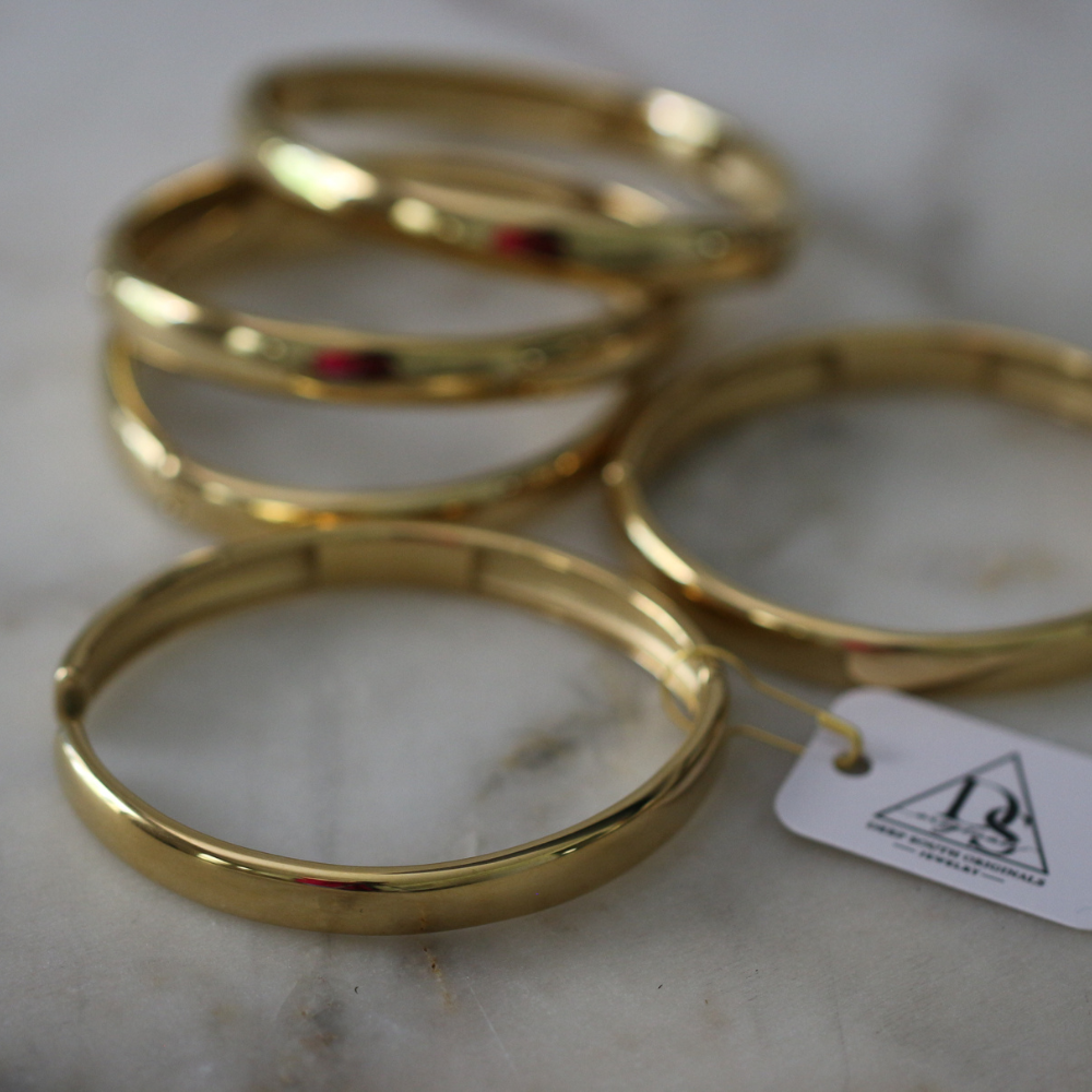 18K Gold Water Resistant Hinged Bangle