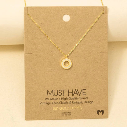 Pave Gold Dipped Circle Pendant Necklace