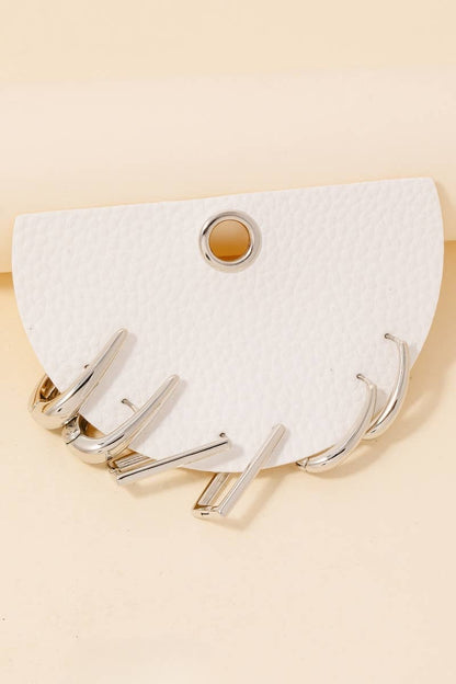 Mixed Long Oval Hinge Hoop Earrings Set