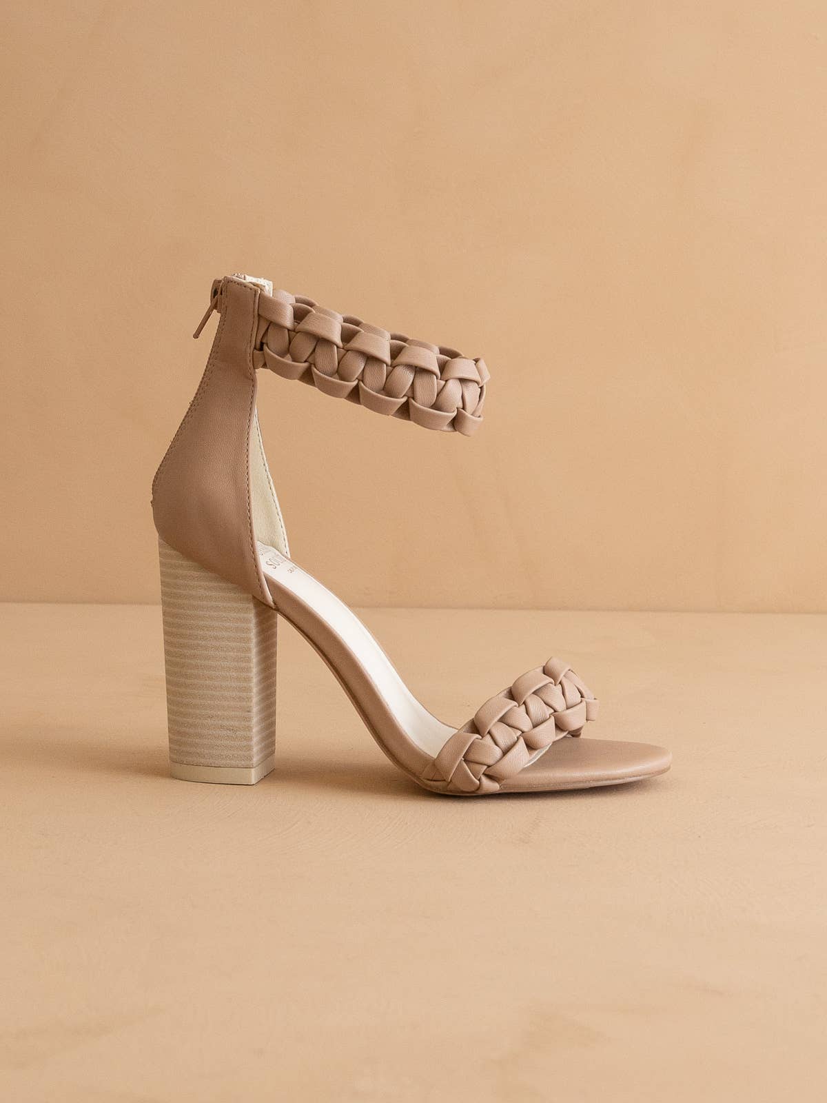 Melody Nude Braided Two Band Block Heel