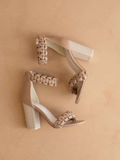 Melody Nude Braided Two Band Block Heel