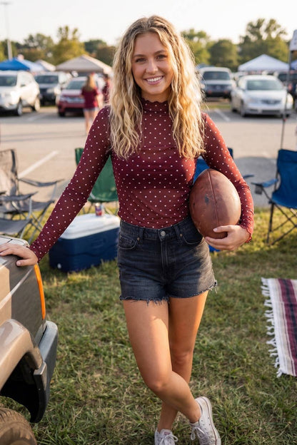 Dotty Long Sleeve Mesh Top