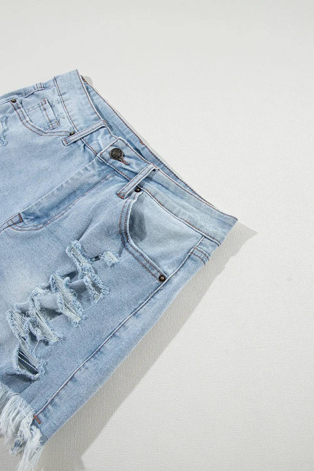 Trixie Light Blue Distressed High Waist Denim Shorts