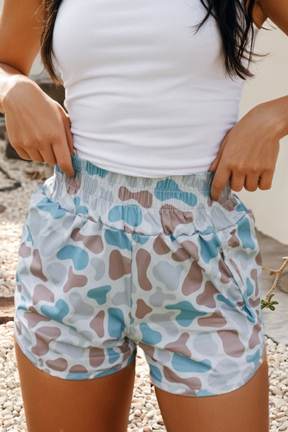 Casey Camouflage High Waist Athleisure Plus Size Shorts