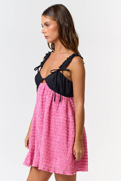 Bella Bow Strap Chiffon Babydoll Dress