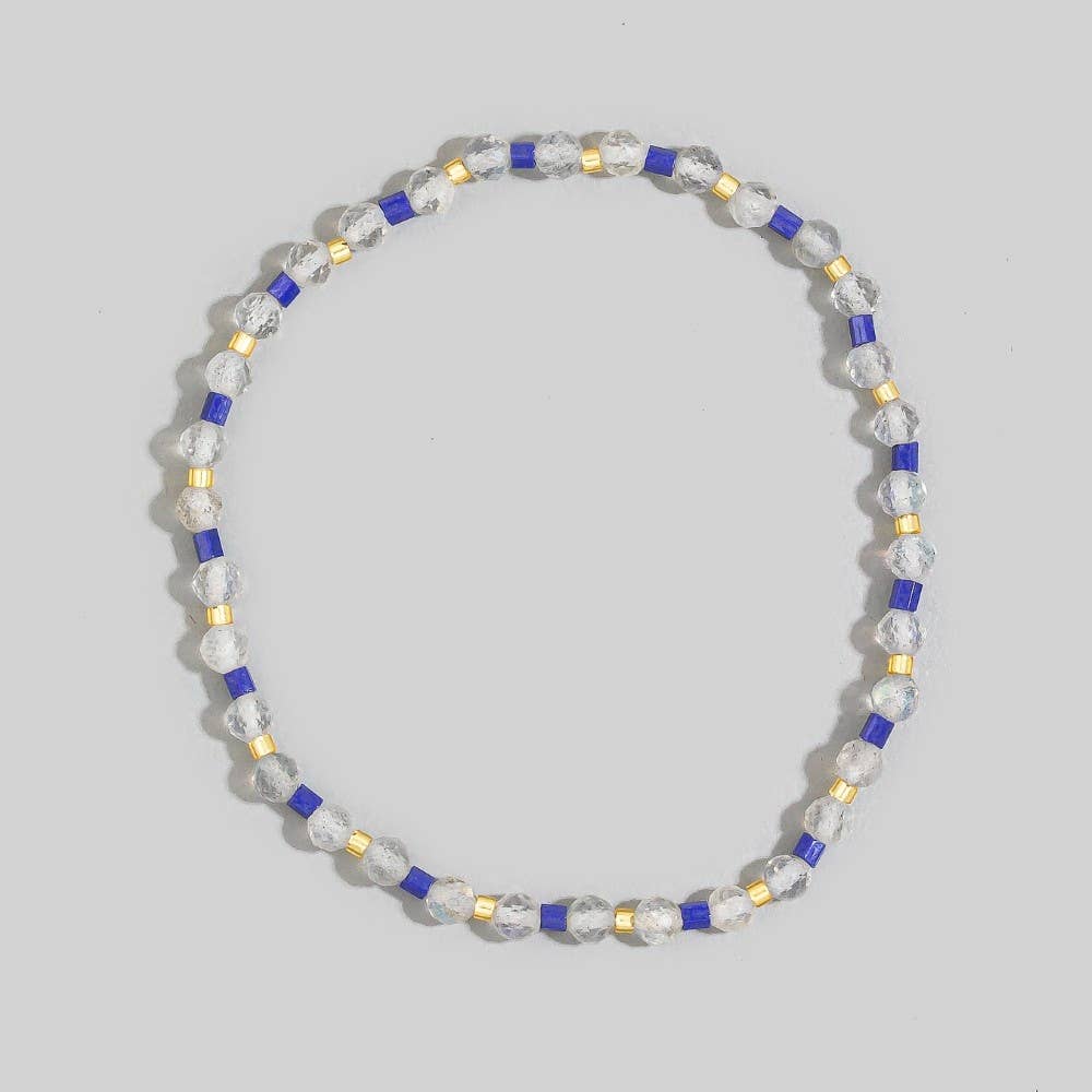Glass And Gemstone Beaded Elastic Bracelet