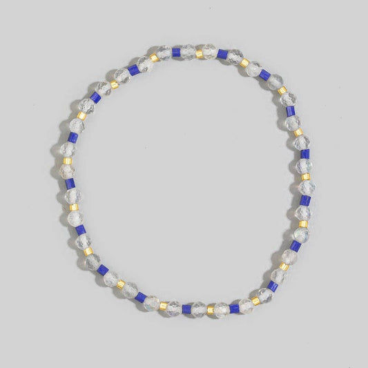 Glass And Gemstone Beaded Elastic Bracelet