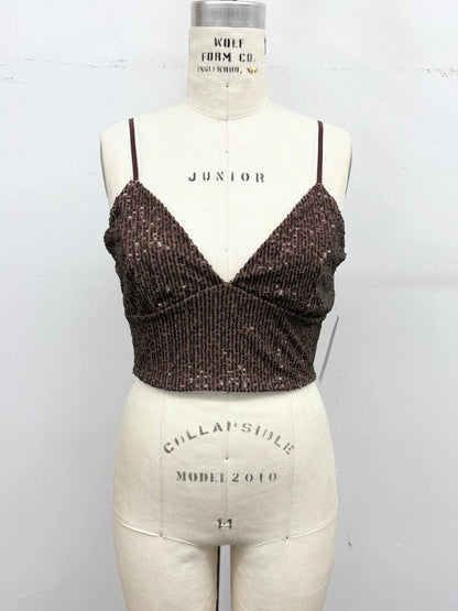 Sequin Game Day  Cropped Cami Top