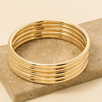 5Pc Metallic Bangle Bracelet Set