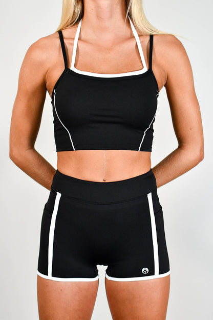 Kenzie Outline Cropped Contrast Tank - Black/White
