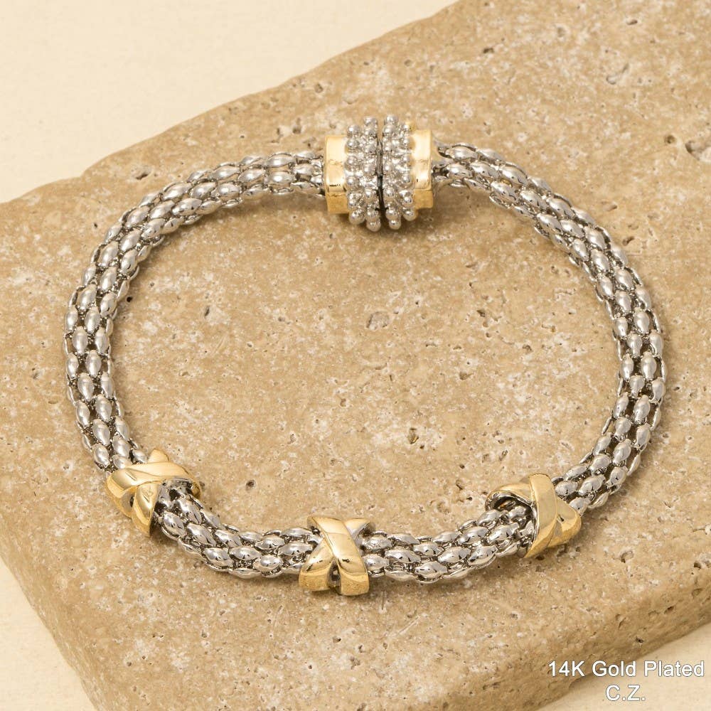 Davie Two Tone Magnetic Clasp Bracelet