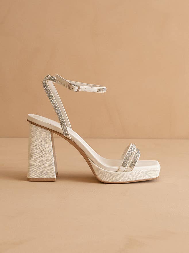 Suva White Rhinestone and Reptile Print Strappy