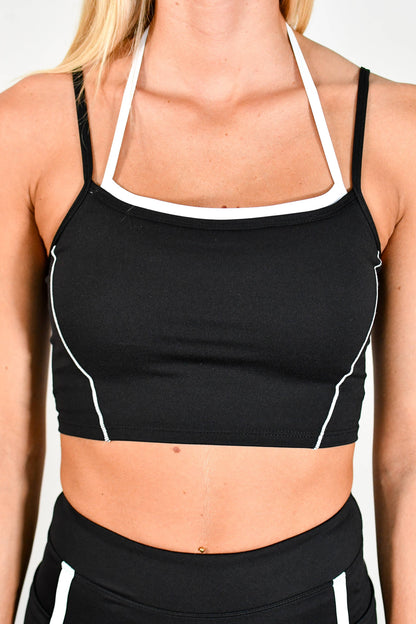 Kenzie Outline Cropped Contrast Tank - Black/White