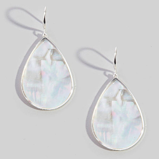 Bezel Iridescent Shell Dangle Earrings