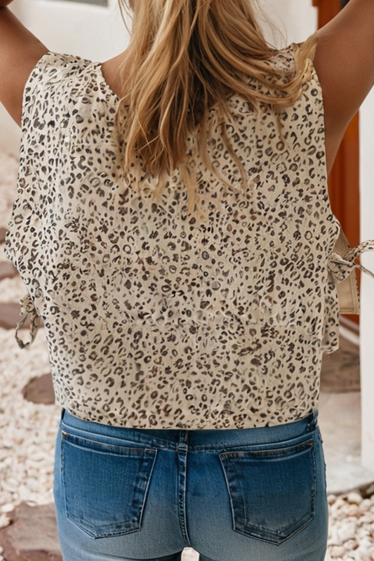 Lizzy Leopard Print Knot Side Vest