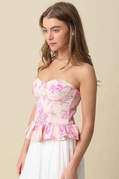 Selina Floral Peplum Corset Top
