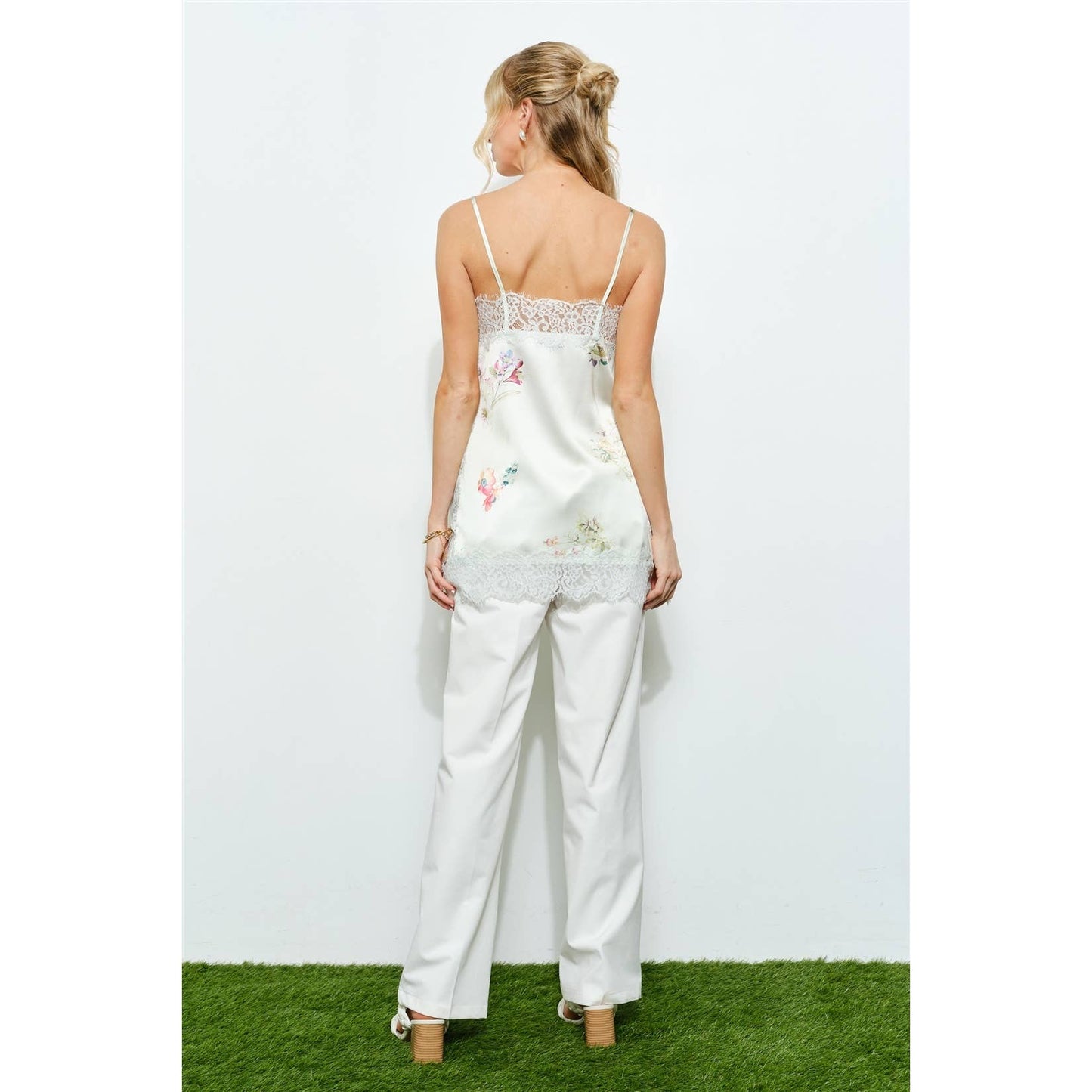 Ila Floral Satin Lace Camisole Top