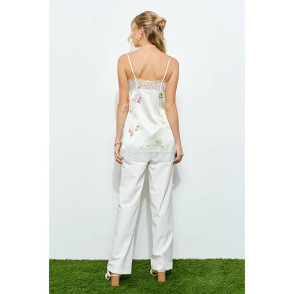 Ila Floral Satin Lace Camisole Top