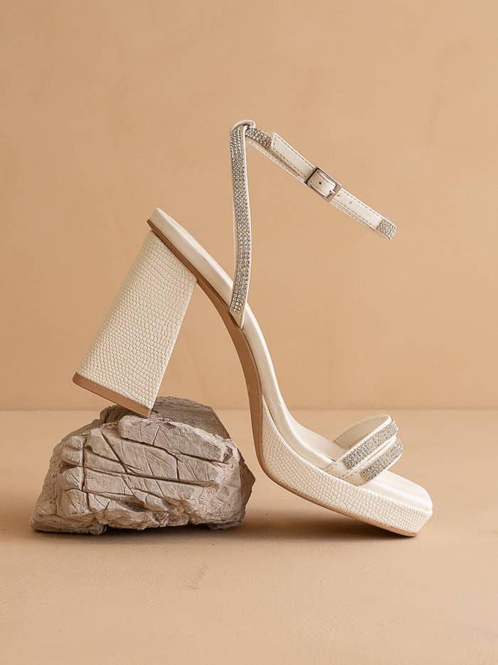 Suva White Rhinestone and Reptile Print Strappy