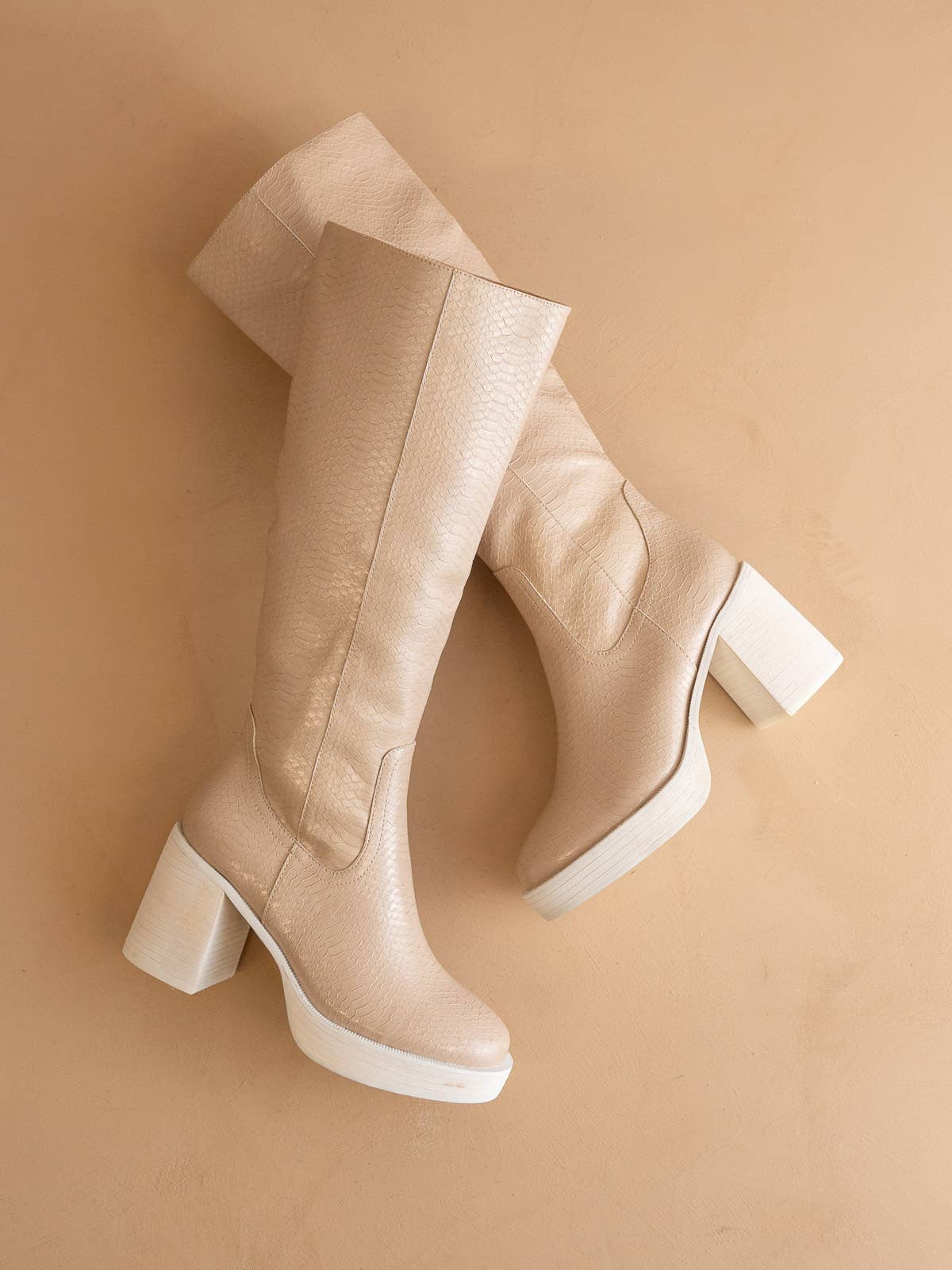 Juniper Beige Platform Knee-High Boots