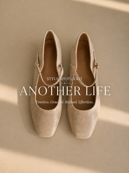 Another Life - In-Stock Brush Maryjane Almond Toe Flat