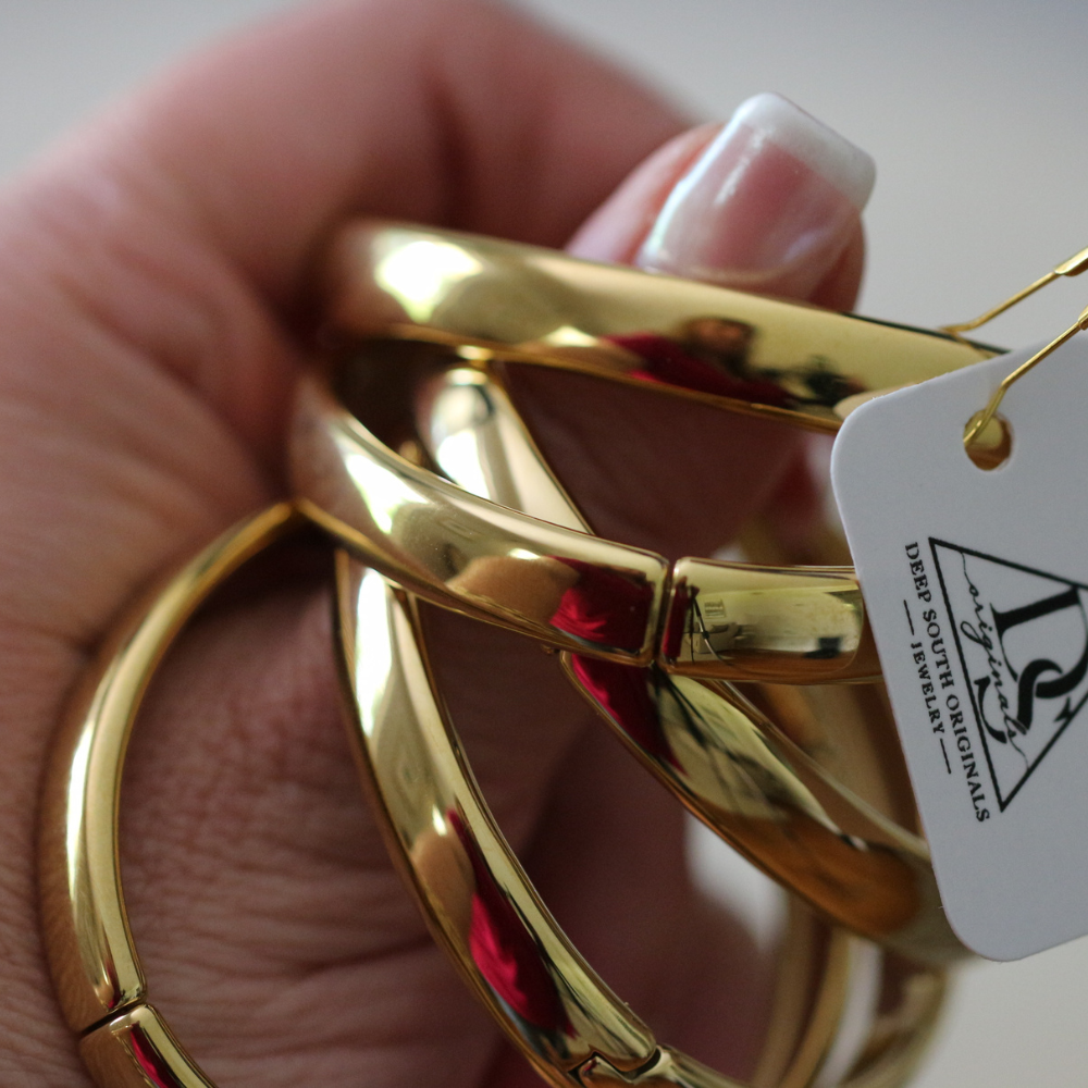 18K Gold Water Resistant Hinged Bangle