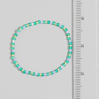 Glass And Gemstone Beaded Elastic Bracelet