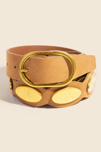 Oval Accent Suede Belt