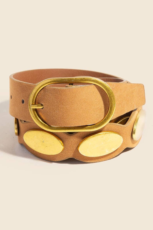 Oval Accent Suede Belt