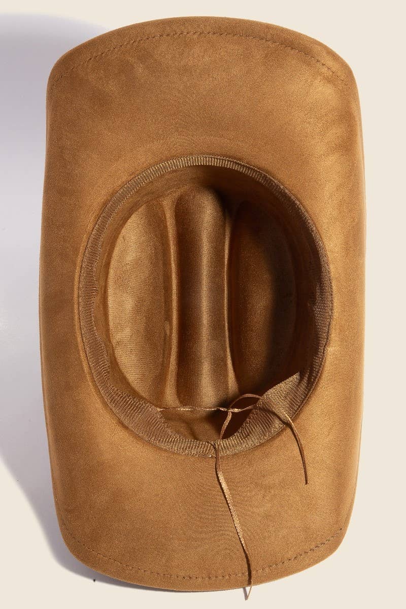 Double Belt Faux Suede Cowboy Hat