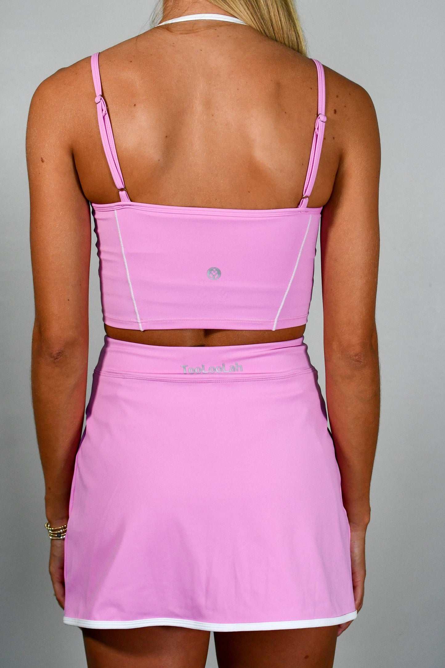 Candy Outline Cropped Contrast Tank - Pink/White