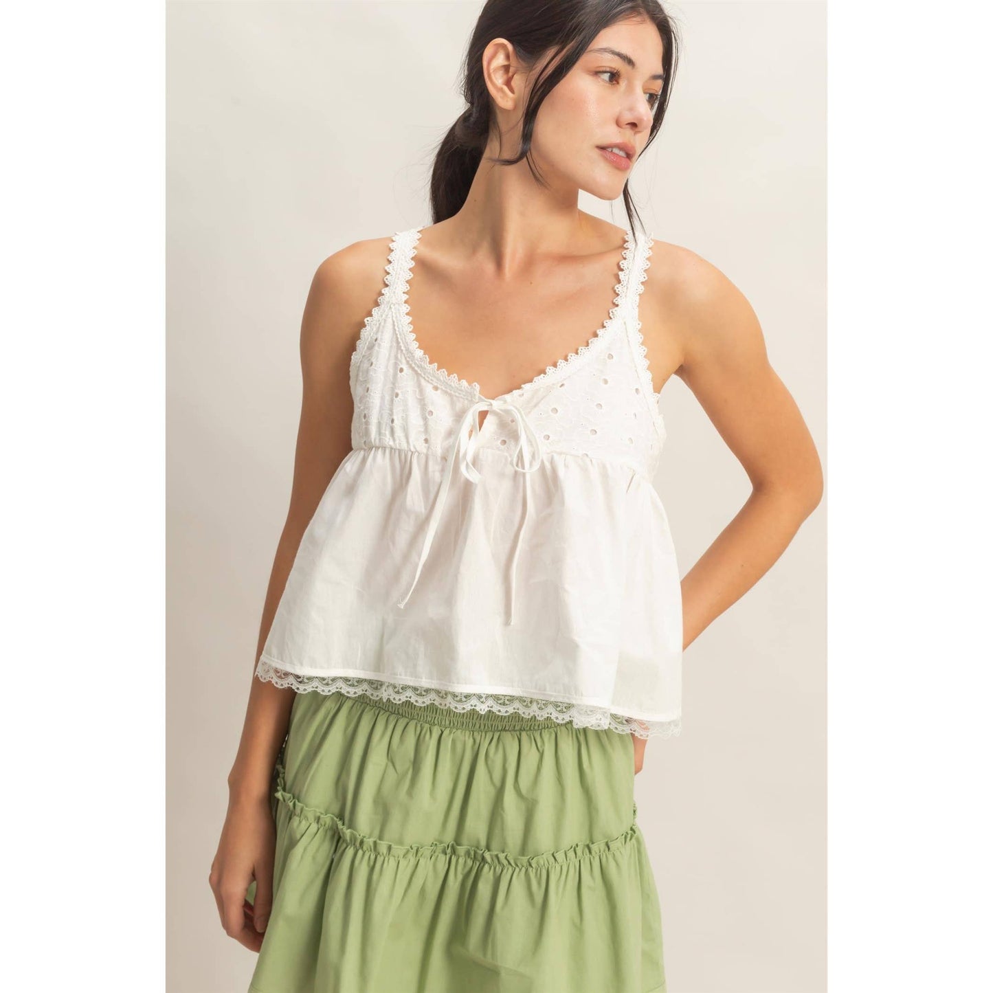 Selena Lace Trim Tank Top