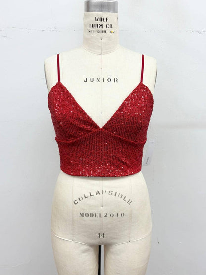 Sequin Game Day  Cropped Cami Top