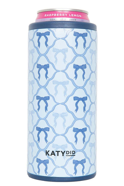 Blue Coquette Bows Slim Can Koozie