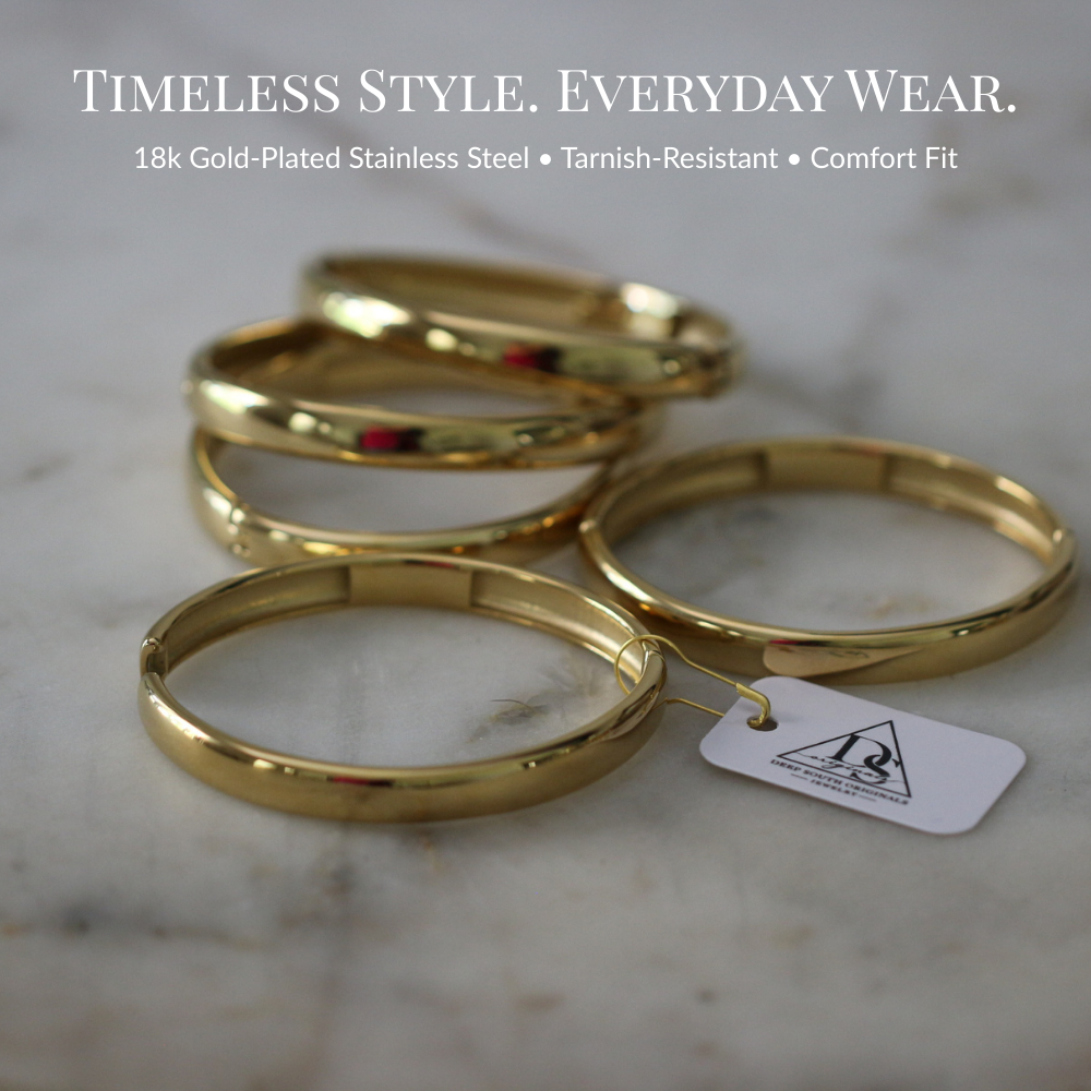18K Gold Water Resistant Hinged Bangle
