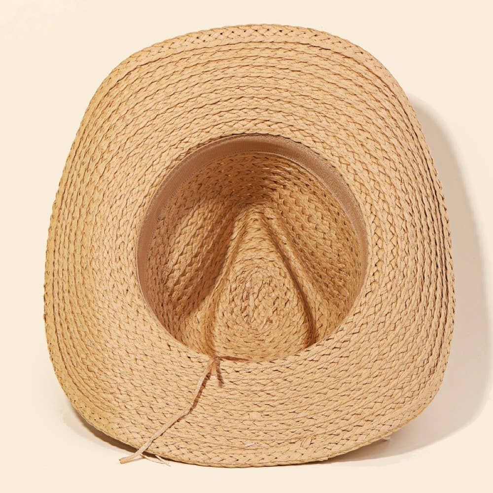 Cowrie Shell Straw Braided Cowboy Hat