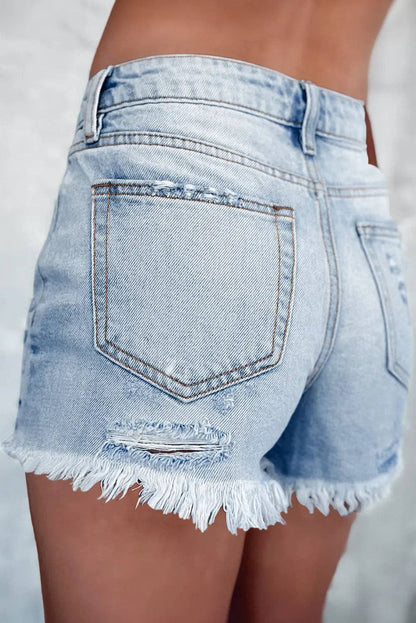 Trixie Light Blue Distressed High Waist Denim Shorts