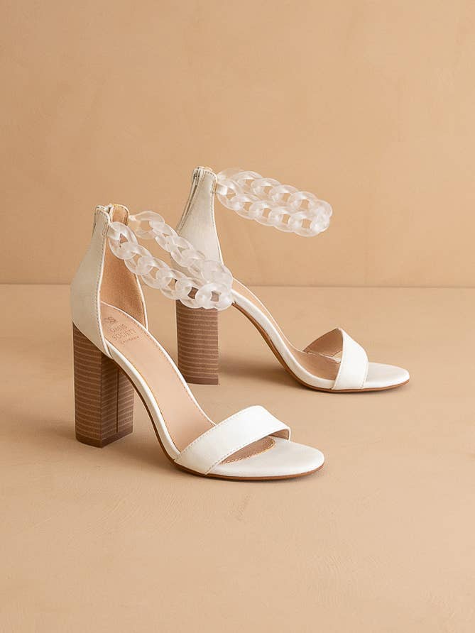 Josie White Ankle Chain Heel