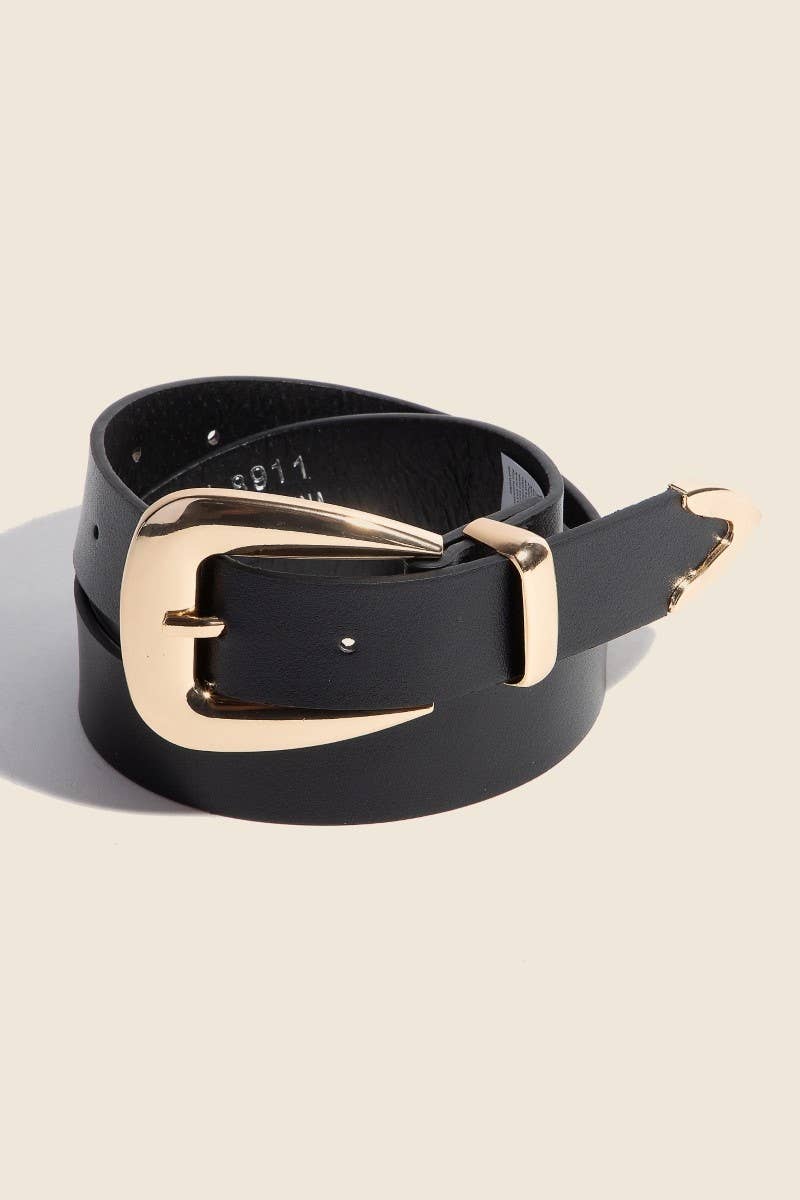 Smooth Black Leather Belt