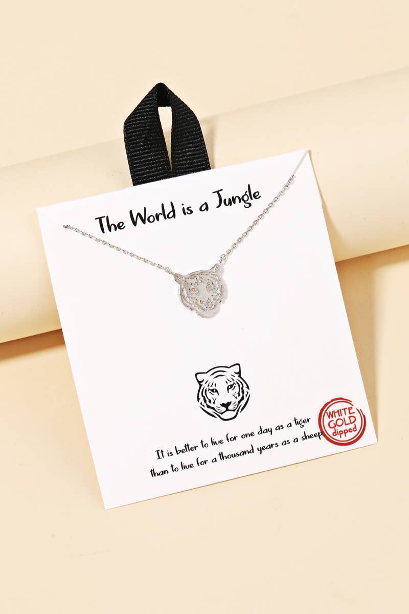 Gold Dipped Tiger Head Pendant Necklace