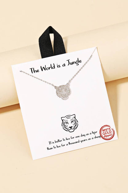 Gold Dipped Tiger Head Pendant Necklace