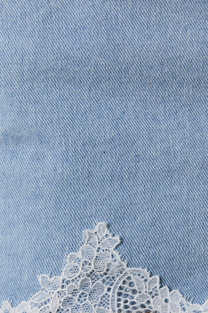 Danie Denim Skort with Lace Trim