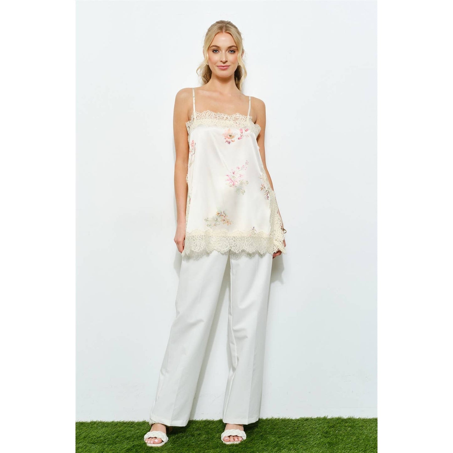 Ila Floral Satin Lace Camisole Top
