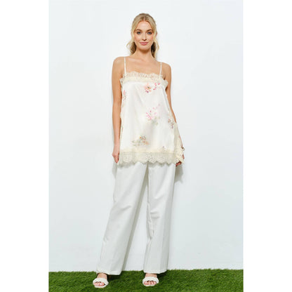 Ila Floral Satin Lace Camisole Top