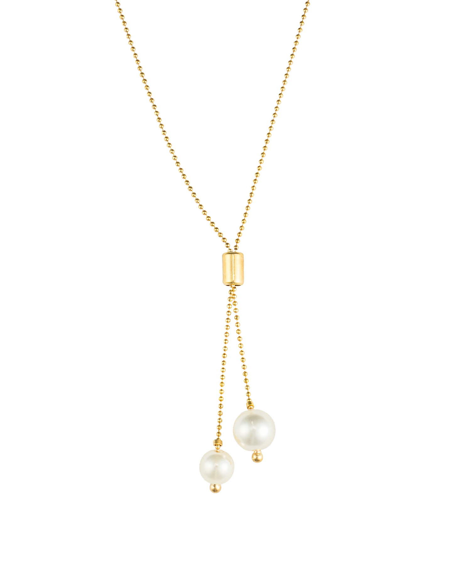 Ball Chain Tie With Pearl Beads