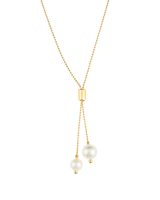 Ball Chain Tie With Pearl Beads