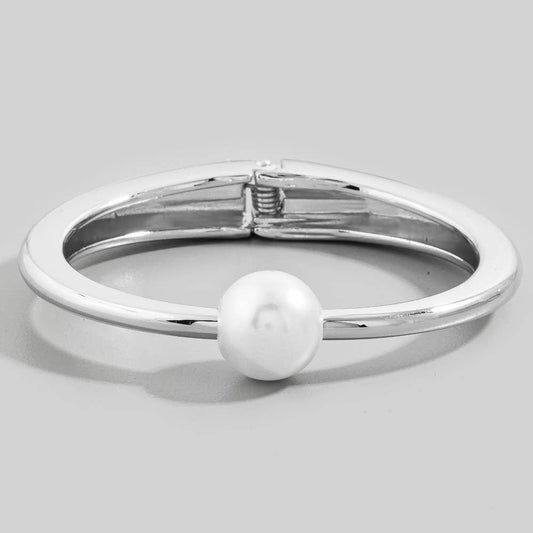 Hinged Pearl Bangle Bracelet